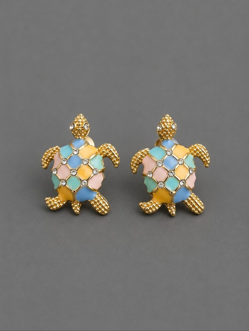 3/$30 VTG Pastel Enamel Turtle Fairycore Post Earrings